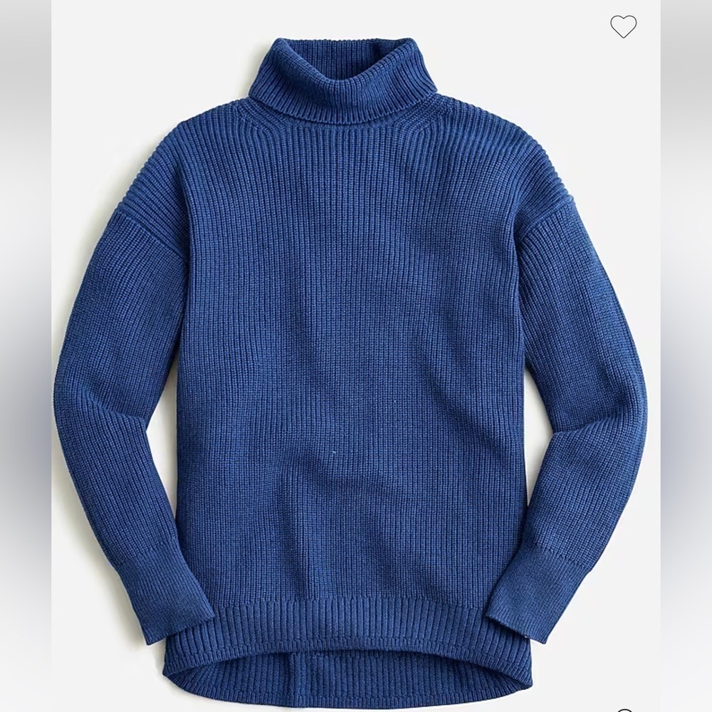 J. Crew Ribbed Turtleneck Sweater Cotton Cashmere Blue XS